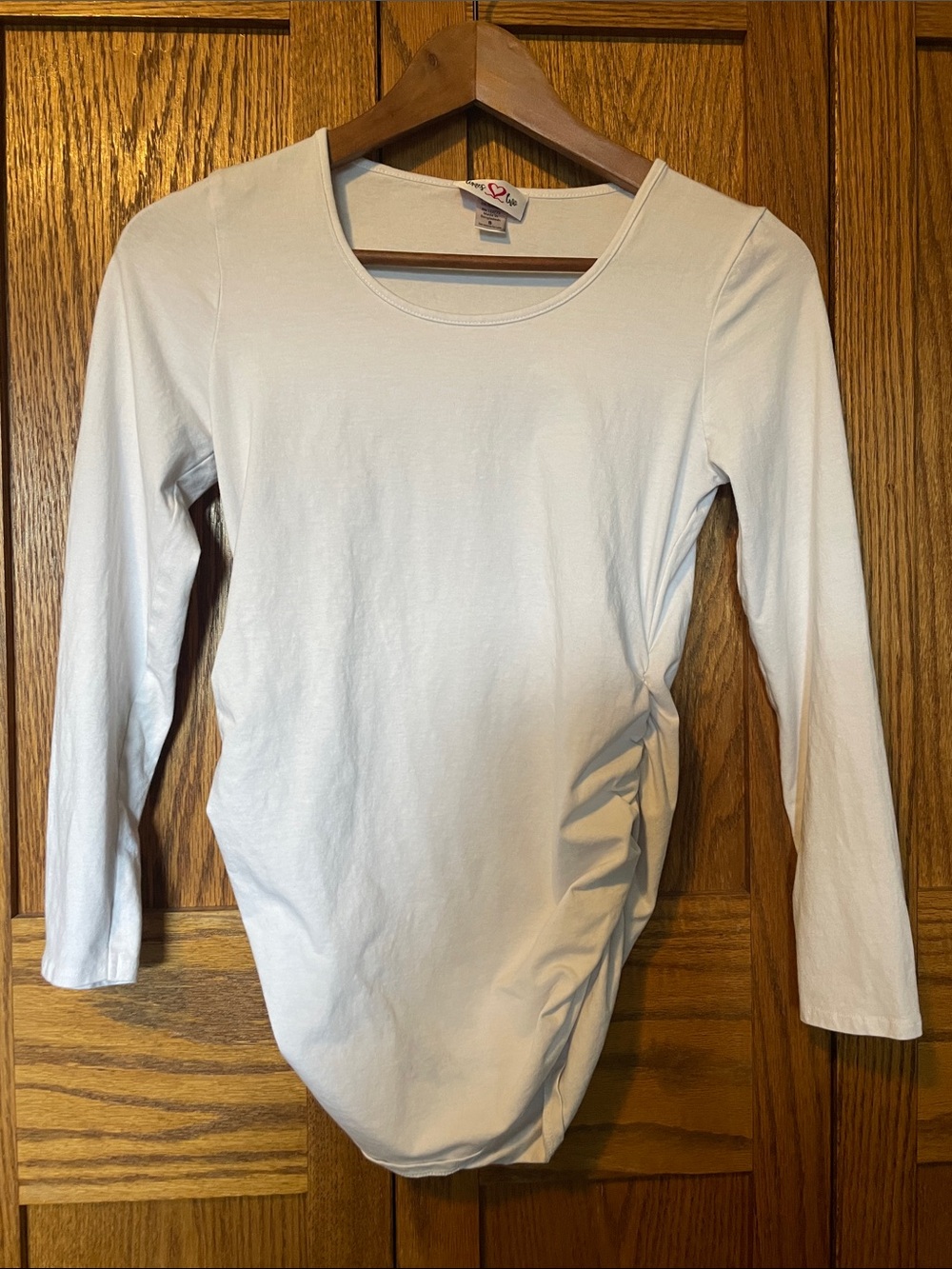 Three-Pack Women’s Maternity Long Sleeve Scoop Neck Tops - Grey, Black, White - Picture 3 of 9